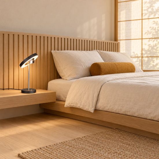 Abat-jour led 12w cct 2300k 3000k 4000k touch per comodino orientabile nero nichel opaco