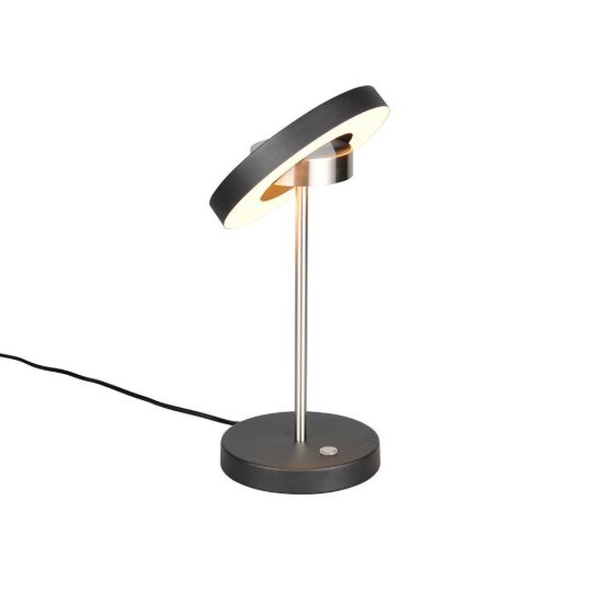 Abat-jour led 12w cct 2300k 3000k 4000k touch per comodino orientabile nero nichel opaco