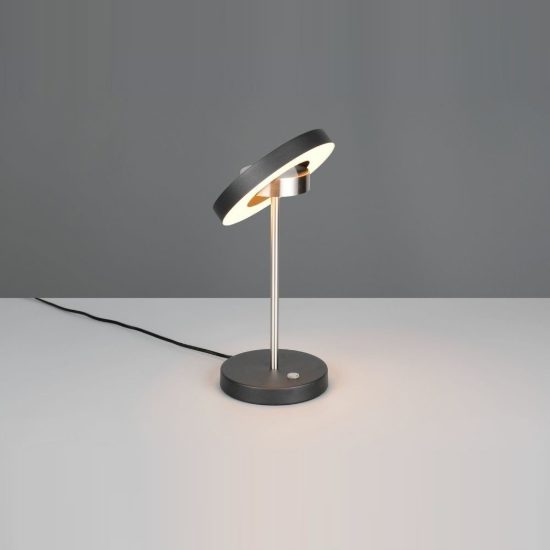 Abat-jour led 12w cct 2300k 3000k 4000k touch per comodino orientabile nero nichel opaco