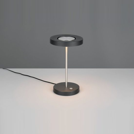 Abat-jour led 12w cct 2300k 3000k 4000k touch per comodino orientabile nero nichel opaco