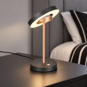 Abat-jour led 12w cct 2300k 3000k 4000k touch per comodino orientabile nero caffe