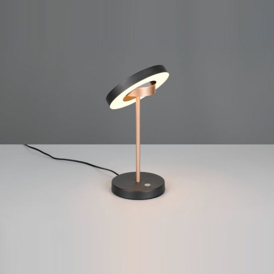 Abat-jour led 12w cct 2300k 3000k 4000k touch per comodino orientabile nero caffe