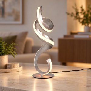 Lampada da tavolo led 17w 2000k 4000k dim to warm per soggiorno a spirale nichel opaco