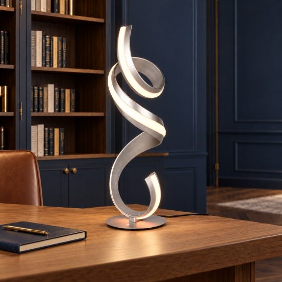 Lampada da tavolo led 17w 2000k 4000k dim to warm per soggiorno a spirale nichel opaco