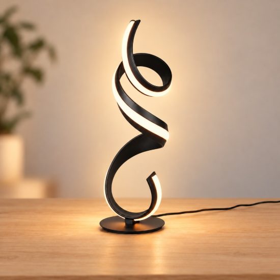Lampada da tavolo led 17w 2000k 4000k dim to warm per soggiorno a spirale nera
