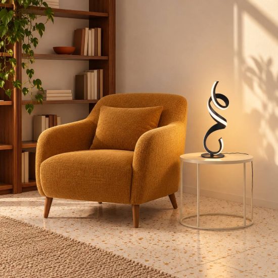 Lampada da tavolo led 17w 2000k 4000k dim to warm per soggiorno a spirale nera