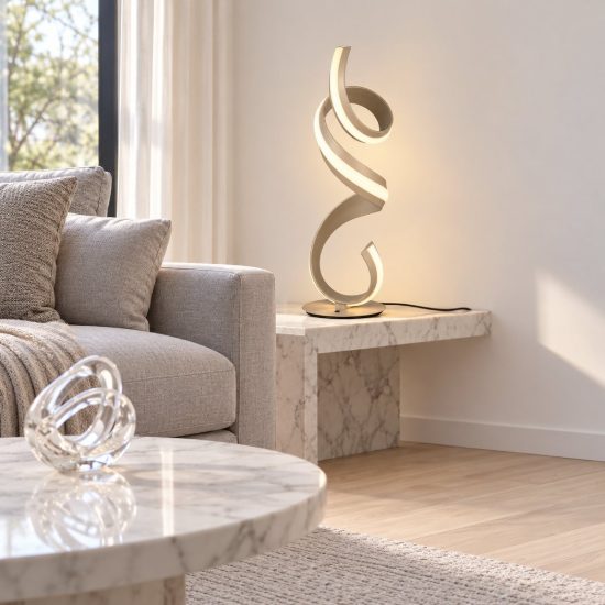 Lampada da tavolo led 17w 2000k 4000k dim to warm per soggiorno a spirale beige