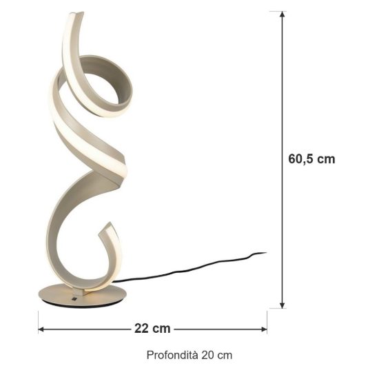 Lampada da tavolo led 17w 2000k 4000k dim to warm per soggiorno a spirale beige