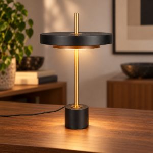 Lampada da tavolo led 12w 2300k 3000k 4000k touch nera e caffè a dischi sovrapposti