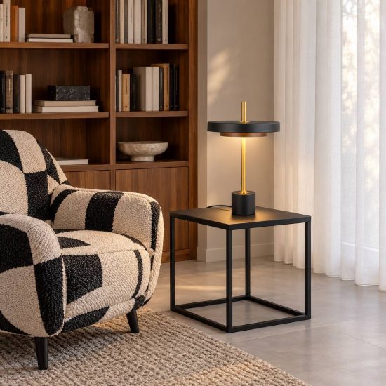 Lampada da tavolo led 12w 2300k 3000k 4000k touch nera e caffè a dischi sovrapposti