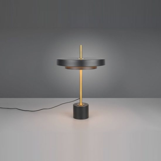 Lampada da tavolo led 12w 2300k 3000k 4000k touch nera e caffè a dischi sovrapposti