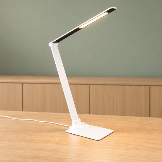 Lampada da scrivania led 6,5w 3000k 5000k 6500k touch per ufficio con presa usb bianca