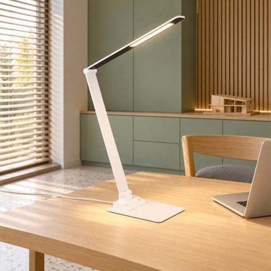 Lampada da scrivania led 6,5w 3000k 5000k 6500k touch per ufficio con presa usb bianca