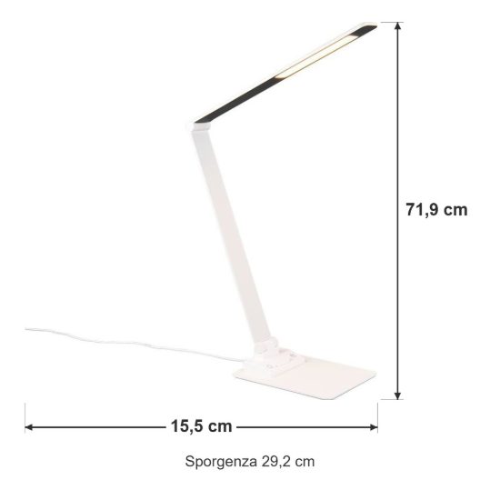 Lampada da scrivania led 6,5w 3000k 5000k 6500k touch per ufficio con presa usb bianca