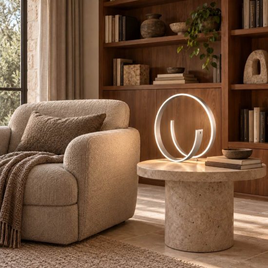 Lampada da tavolo piccola led 21w 2000k 4000k dim to warm per soggiorno a spirale nichel opaco