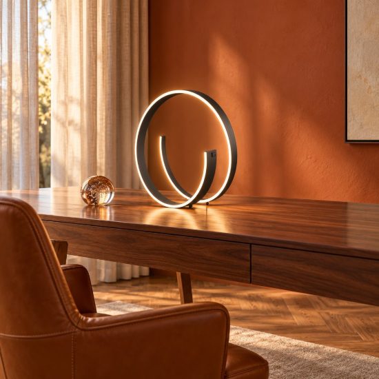 Lampada da tavolo piccola led 21w 2000k 4000k dim to warm per soggiorno a spirale nera