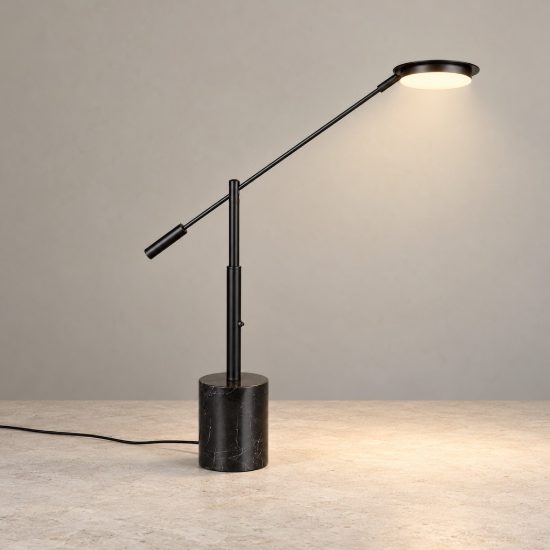 Lampada da tavolo per soggiorno led 10w cct 2300k 3000k 4000k touch nera con base in marmo nero