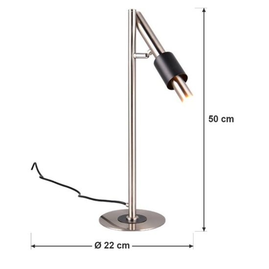 Lampada da tavolo led 4,5w 2300k 3000k 4000k touch orientabile nichel opaco e nera