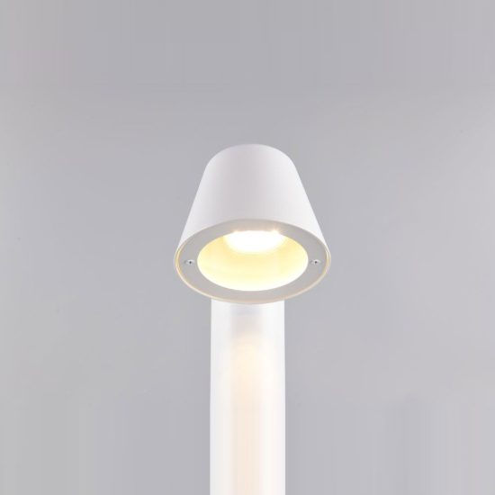 Lampioncino da giardino paletto ip44 moderno bianco con vetro trasparente