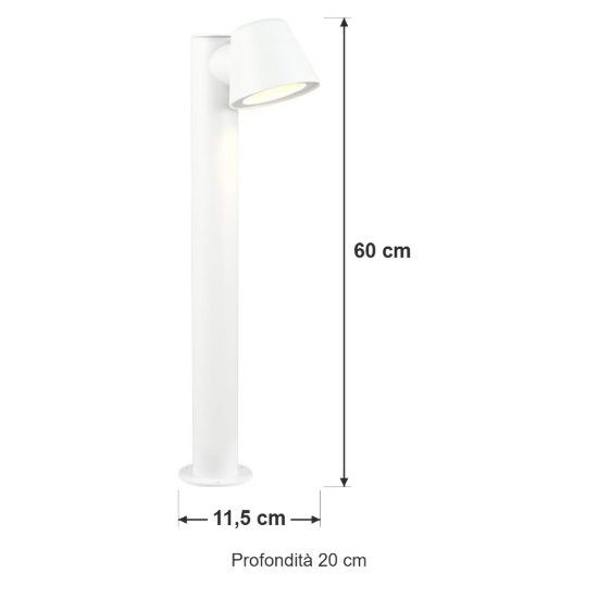 Lampioncino da giardino paletto ip44 moderno bianco con vetro trasparente