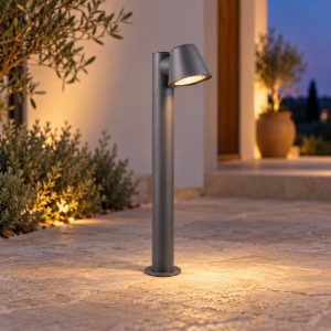 Lampioncino da giardino paletto ip44 moderno antracite con vetro trasparente