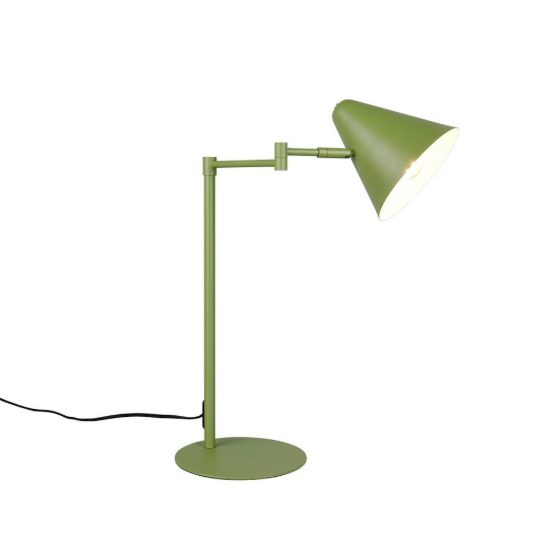 Lampada da tavolo per salotto orientabile moderna verde con paralume a cono interruttore
