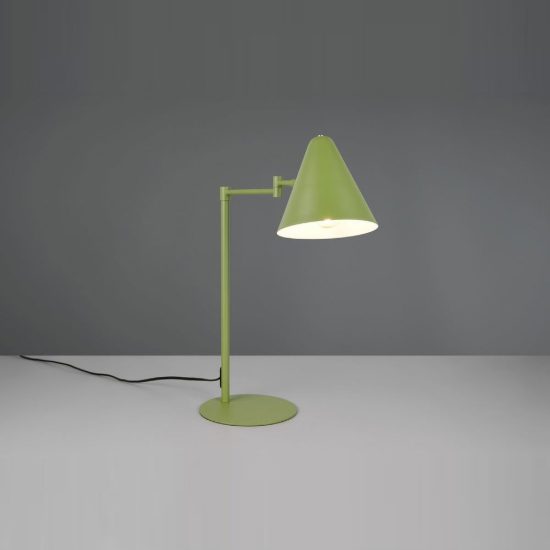 Lampada da tavolo per salotto orientabile moderna verde con paralume a cono interruttore