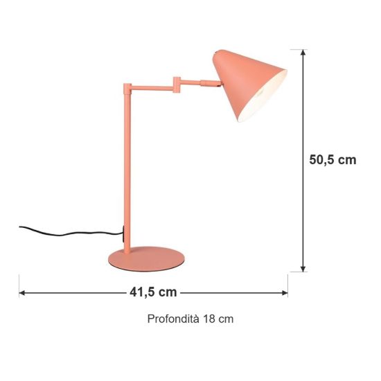 Lampada da tavolo orientabile moderna pesca con paralume a cono e interruttore