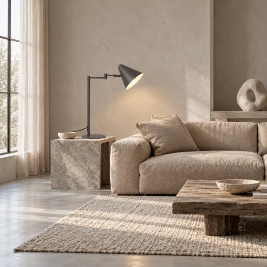 Lampada da tavolo per soggiorno orientabile moderna antracite con paralume a cono interruttore