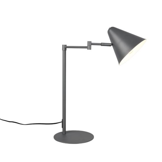 Lampada da tavolo per soggiorno orientabile moderna antracite con paralume a cono interruttore
