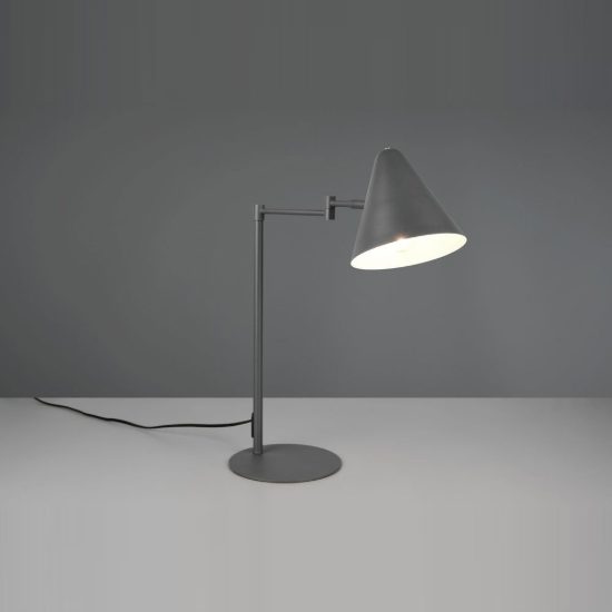 Lampada da tavolo per soggiorno orientabile moderna antracite con paralume a cono interruttore