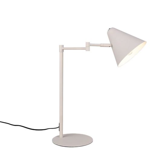 Lampada da tavolo orientabile moderna grigio caldo con paralume a cono e interruttore