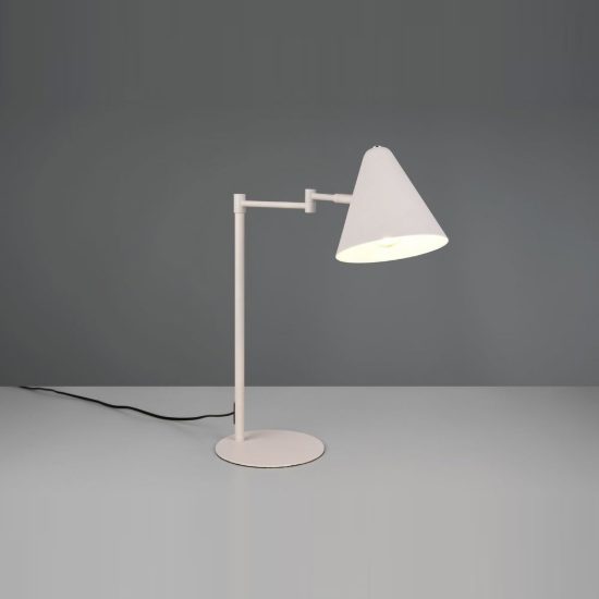 Lampada da tavolo orientabile moderna grigio caldo con paralume a cono e interruttore