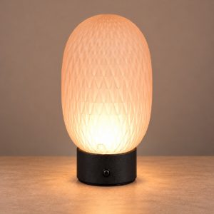 Abat-jour ricaricabile led 1,5w 3000k touch per comodino in vetro lavorato ambra