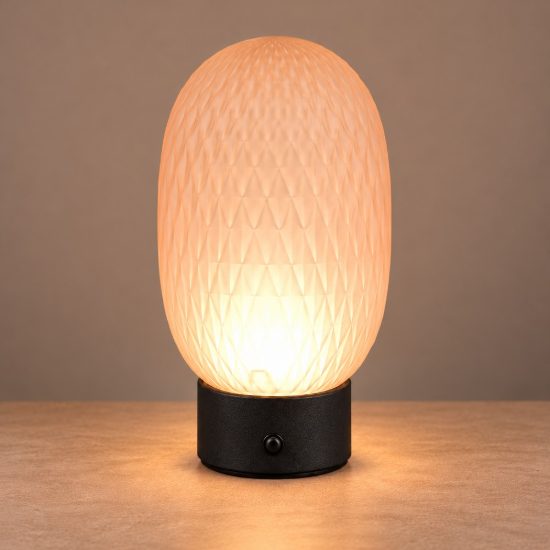 Abat-jour ricaricabile led 1,5w 3000k touch per comodino in vetro lavorato ambra