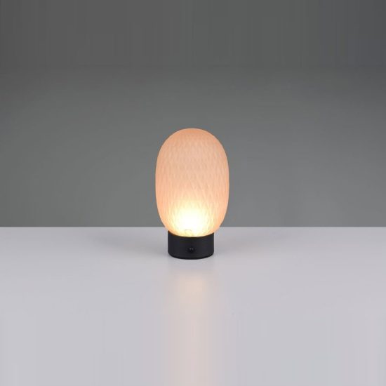 Abat-jour ricaricabile led 1,5w 3000k touch per comodino in vetro lavorato ambra