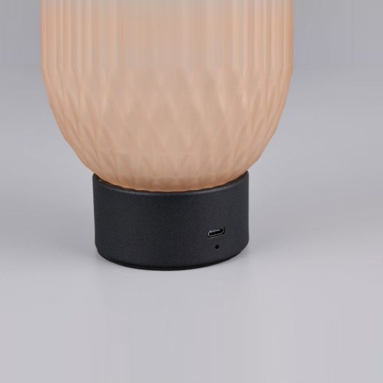 Abat-jour ricaricabile led 1,5w 3000k touch per comodino in vetro lavorato ambra