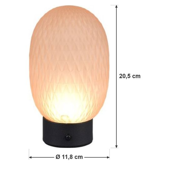 Abat-jour ricaricabile led 1,5w 3000k touch per comodino in vetro lavorato ambra