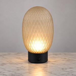 Abat-jour ricaricabile led 1,5w 3000k touch per comodino in vetro lavorato verde