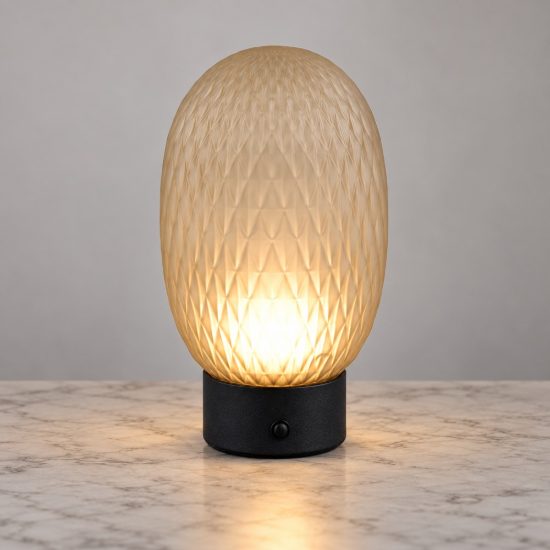Abat-jour ricaricabile led 1,5w 3000k touch per comodino in vetro lavorato verde