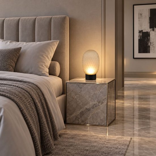 Abat-jour ricaricabile led 1,5w 3000k touch per comodino in vetro lavorato verde
