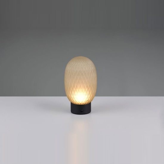 Abat-jour ricaricabile led 1,5w 3000k touch per comodino in vetro lavorato verde
