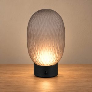 Abat-jour ricaricabile led 1,5w 3000k touch per comodino in vetro lavorato fumè