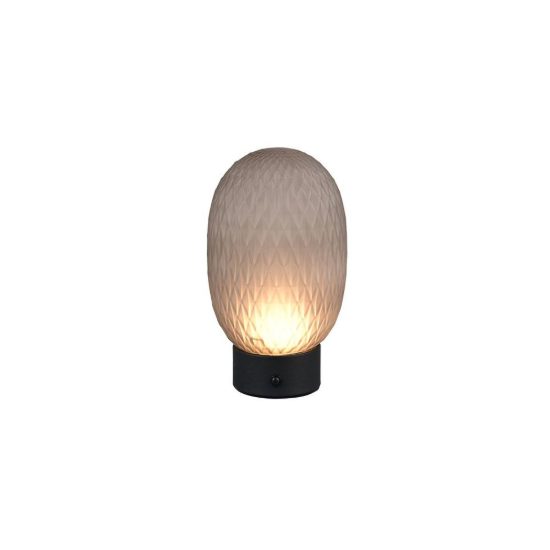 Abat-jour ricaricabile led 1,5w 3000k touch per comodino in vetro lavorato fumè