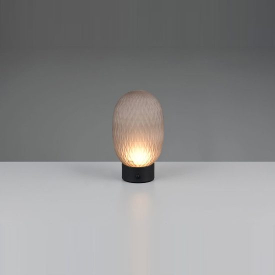 Abat-jour ricaricabile led 1,5w 3000k touch per comodino in vetro lavorato fumè