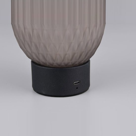 Abat-jour ricaricabile led 1,5w 3000k touch per comodino in vetro lavorato fumè