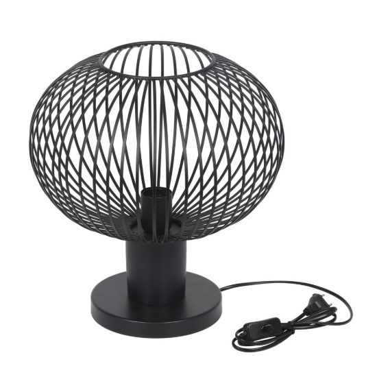 Lampada da tavolo per soggiorno moderna nera a gabbia