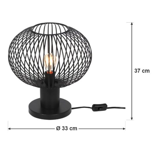 Lampada da tavolo per soggiorno moderna nera a gabbia