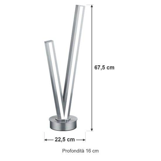 Lampada da tavolo led 15w 2000k 4000k dim to warm per soggiorno a forma di v nichel opaco