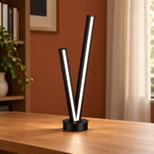 Lampada da tavolo led 15w 2000k 4000k dim to warm per soggiorno a forma di v nera
